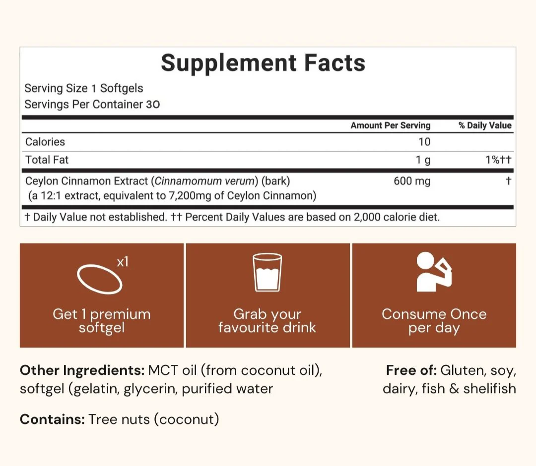 Ceylon Cinnamon 7200mg equivalent with MCT Oil